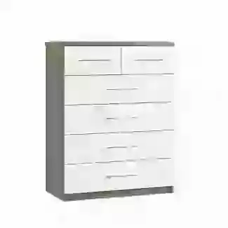 Contemporary 30" 2 Over 4 Drawer Chest with Chrome Handles